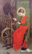 Marianne Stokes St Elizabeth of Hungary Spinning for the Poor Sweden oil painting artist